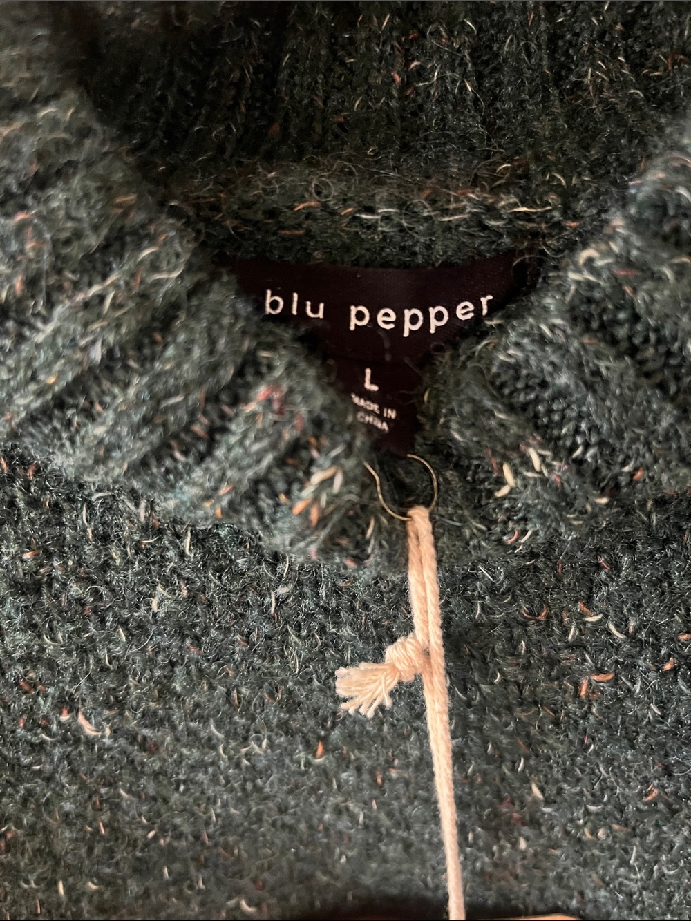 Blu Pepper Dark Green Speckled Turtleneck Sweater - Picture 2 of 4